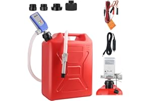 NITIGO Fuel Transfer Pump with Auto-Stop Sensor, Flexible 51“ Hose with 4 Tank Adapters for Most Gas Cans, Portable Liquid Pu