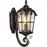 Dusk to Dawn Outdoor Light Fixtures Black Roman, Waterproof Outside Porch Light Wall Sconce Lighting, Exterior Wall Lantern w