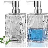 Hand Soap Dispenser, Clear Acrylic Plastic Liquid Pump Bottles Refillable Lotion Dispenser for Bathroom Decor Kitchen College Dorm, 2 Pack