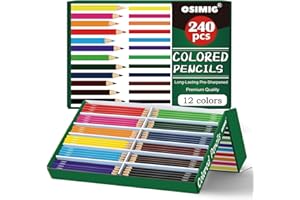 OSIMIG Premium Colored Pencils Bulk, 240 Count Color Pencil Set, 12 Assorted Vibrant Colors, Pre-sharpened Bulk Colored Pencils, School Classroom Supplies for Teachers, Back to School Supplies