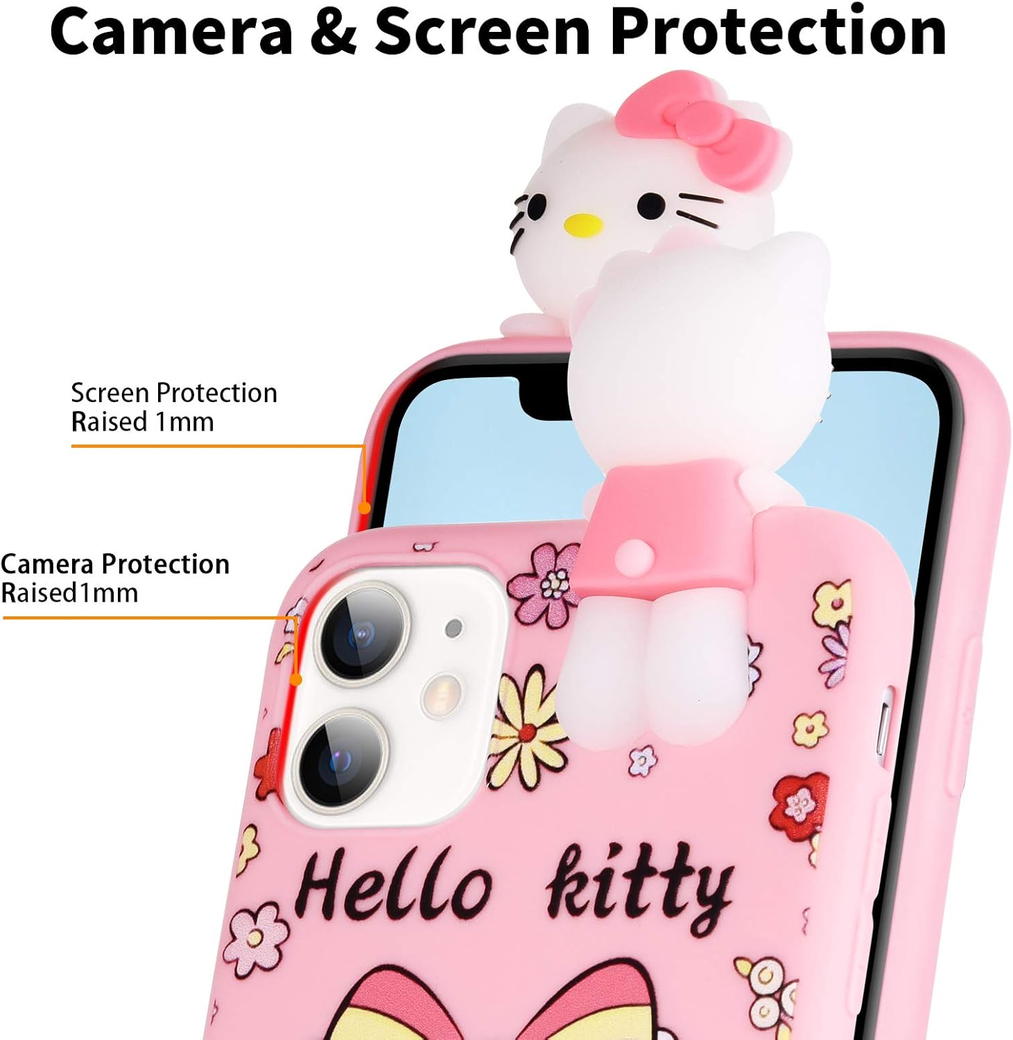 Amazon Com Hikerclub Iphone 12 Mini Case Hello Kitty Phone Case 3d Cartoon Protective Cover Cute Soft Tpu Silicone Case With Phone Stand And Detachable Lanyard For Girls Hello Kitty