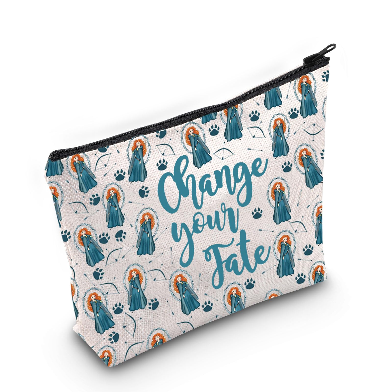 LEVLO Merida Brave Cosmetic Make Up Bag Merida Fans Gift Chase Your Fate Merida Makeup Zipper Pouch Bag for Women Girls, Chase Your Full Bag