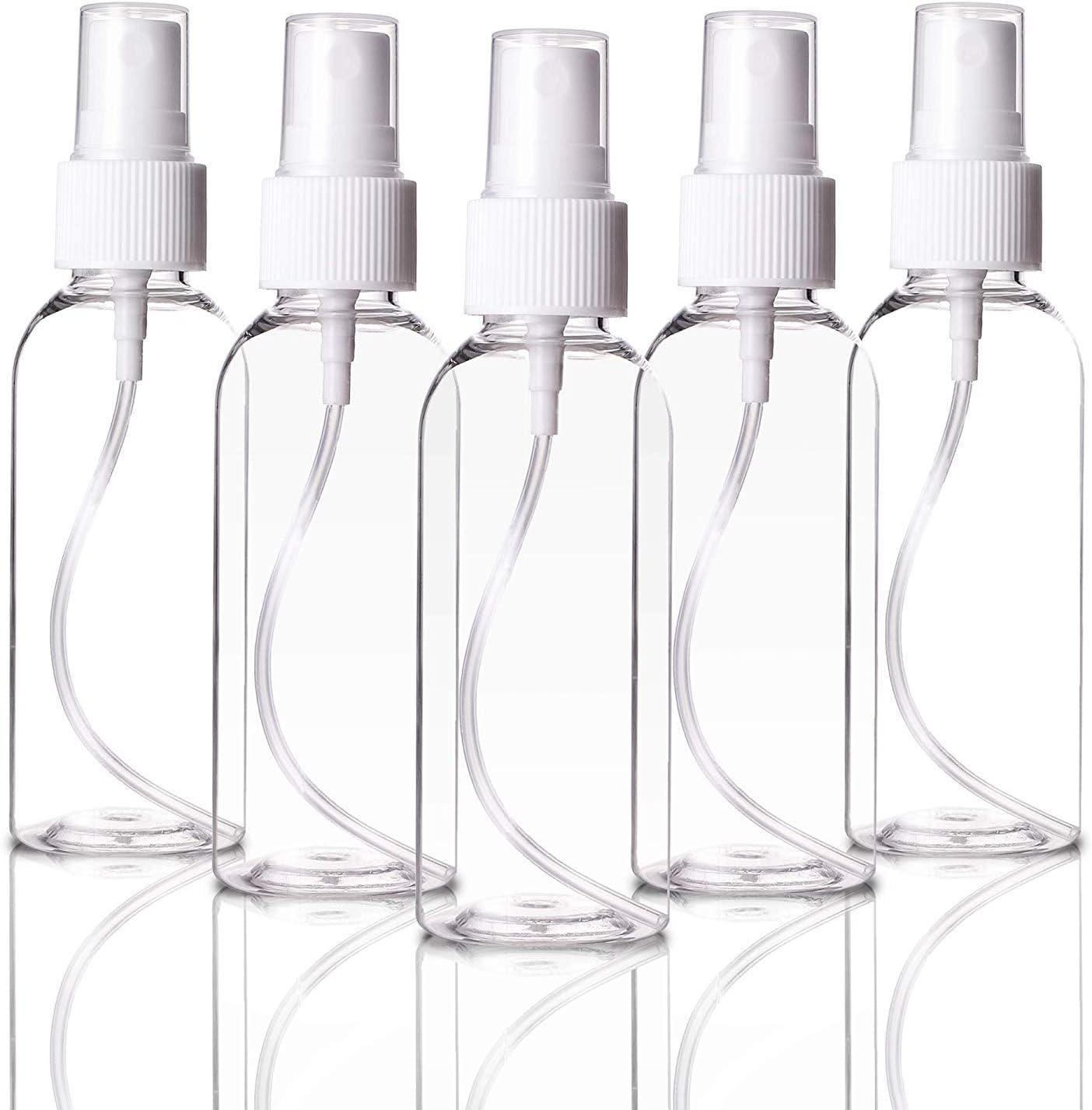 Ulife Mall Fine Mist Spray Bottles Set (5 Pack), 100 ML Refillable Travel Atomiser Bottles Toiletries Liquid Containers for Cosmetic Makeup Mini Transparent Plastic Empty Spray Bottles