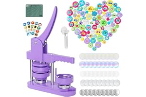 NANTFUN Button Maker Machine 2.25'' -100pcs Button Press Pin Maker Machine with 50 Photo Paper, 100 Pinback Making Supplies, 1 Circle Cutter, 1 Cutting Mat, 100 Iridescent Film, Removable Dies