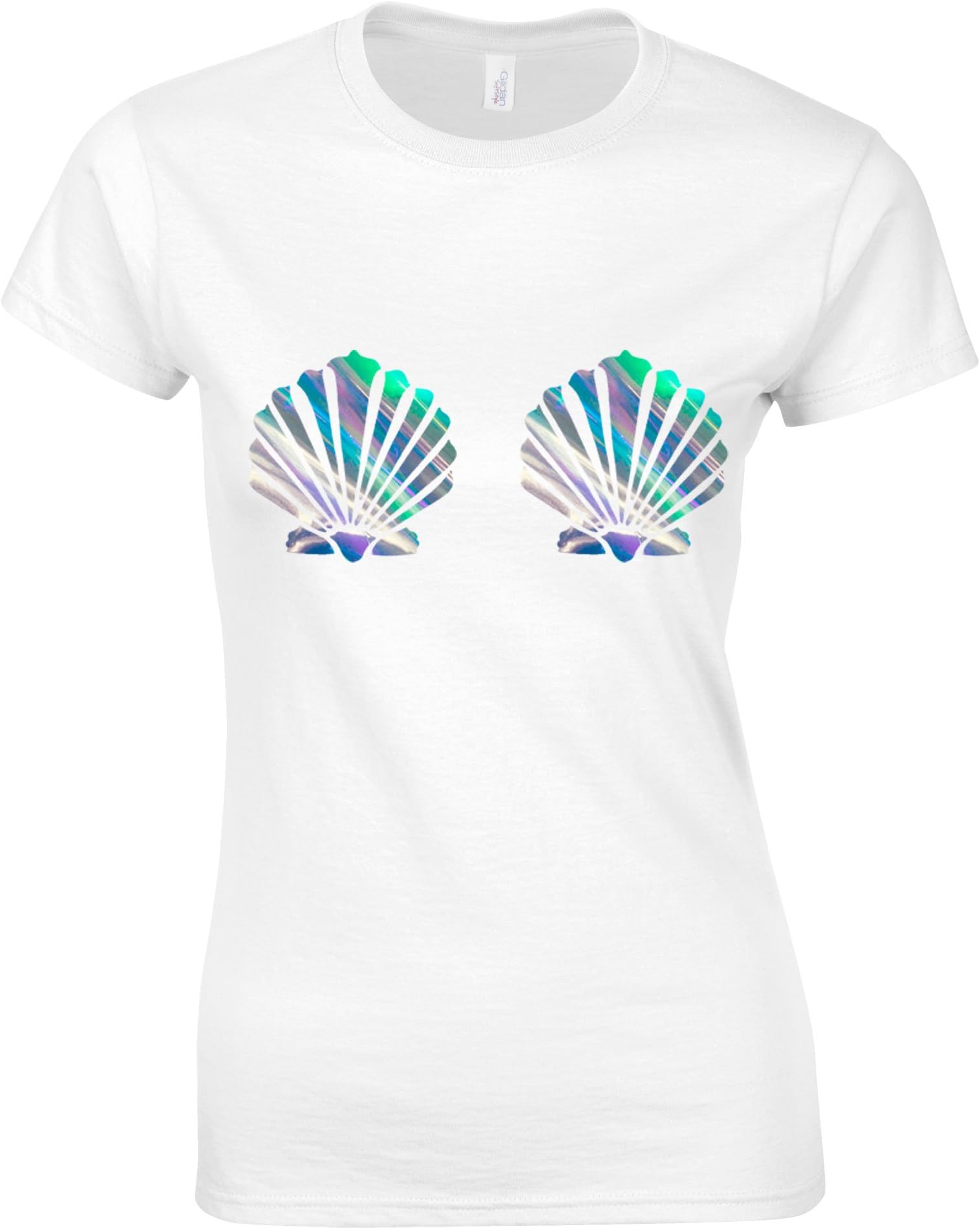 Onlineapparel Mermaid Shell Holographic Tshirt S M L XL XXL