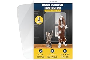 PROTECTO Heavy Duty Door Protector from Dog Scratching, 35 x 24” Clear Door Scratch Protector, Easy & Quick to Install on Window, Wall, Screen & Sliding Doors | Cat Scratch Guard for Indoors Outdoors
