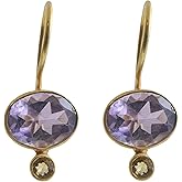 Natural Gemstone Gold Plated Sterling Silver Drop Earrings - Handmade Jewellery Gift Ideas for Women