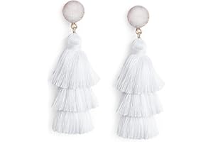 Me&Hz Colorful Layered Tassel Earrings Bohemian Statement Tiered Tassel Big Dangle Drop Earrings for Women Druzy Studs Christmas Mother's Day Gift
