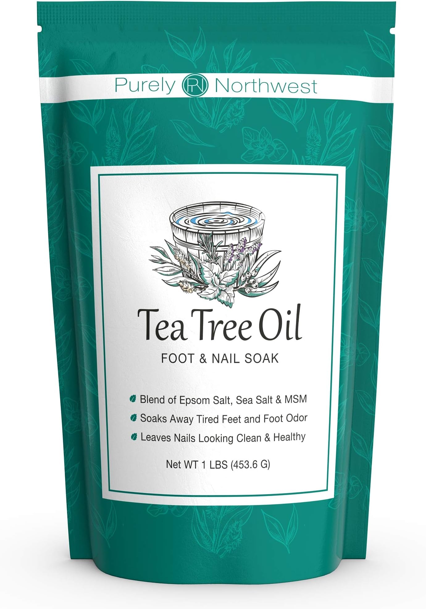 Tea Tree Oil Foot Soak with Epsom Salt - Made in USA, Alleviate Toenail Fungus, Athlete's Foot and Stinky Foot Odors. Softens Dry Calloused Heels, Leaving Feet Feeling Soft, Clean and Healthy -16oz