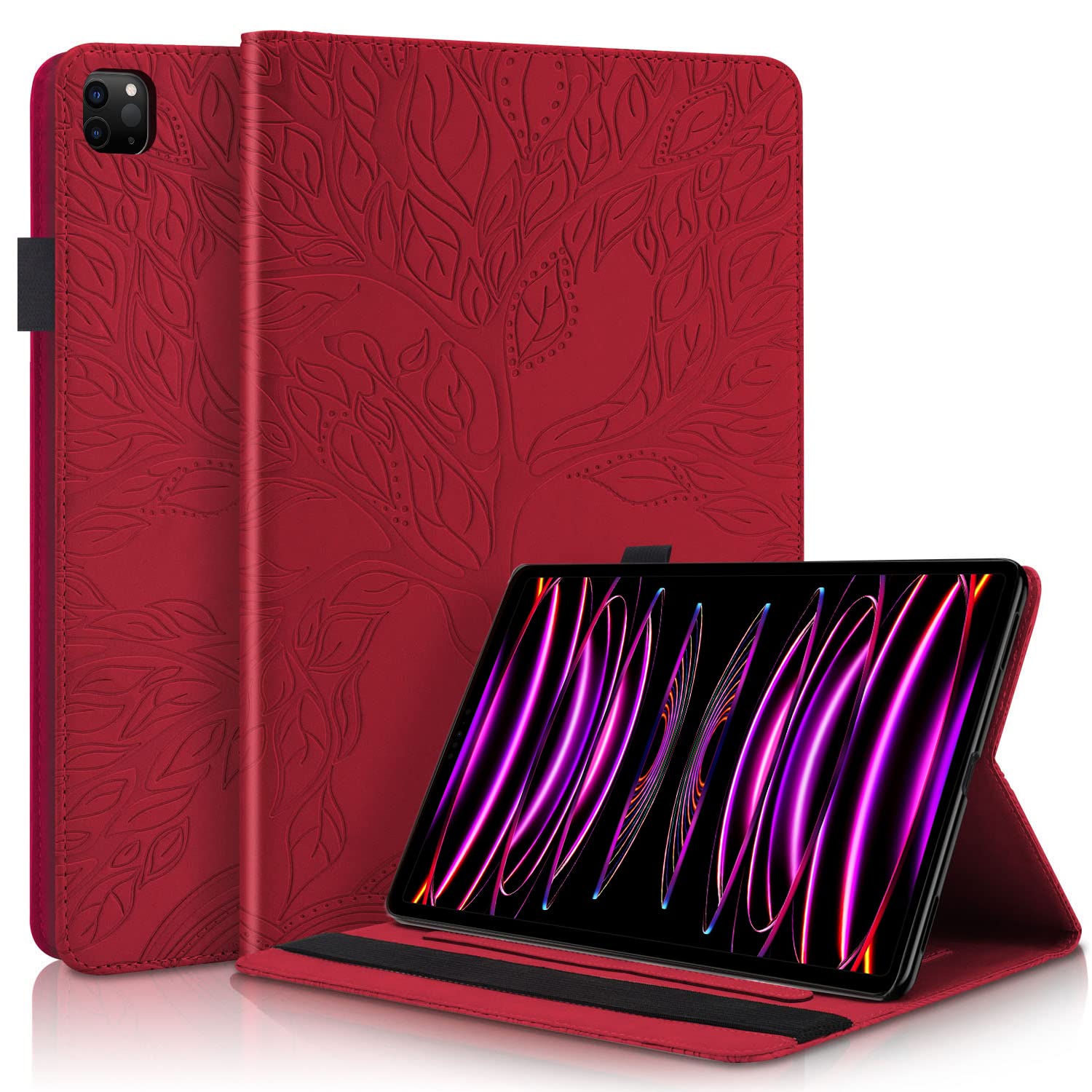 Succtopy Case for iPad Pro 12.9 6th/5th/4th/3rd Generation Folio Flip PU Leather Cover with Pen Holder Protective Tablet Case with Stand Function for iPad Pro 12.9 Inch 2022/2021/2020/2018 Red