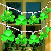 20LED St Patrick's Day Decor Green String Lights, 12Ft Green Shamrock Lights Outdoor Waterproof with 20 LED Lucky Fairy Lights for Home Door Fireplace Windows Fence St. Patrick's Day Party Decorations