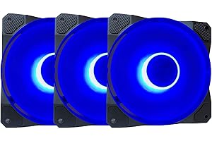 APEVIA CO312L-BL Cosmos 120mm Blue LED Ultra Silent Case Fan w/ 16 LEDs & Anti-Vibration Rubber Pads (3 Pk)