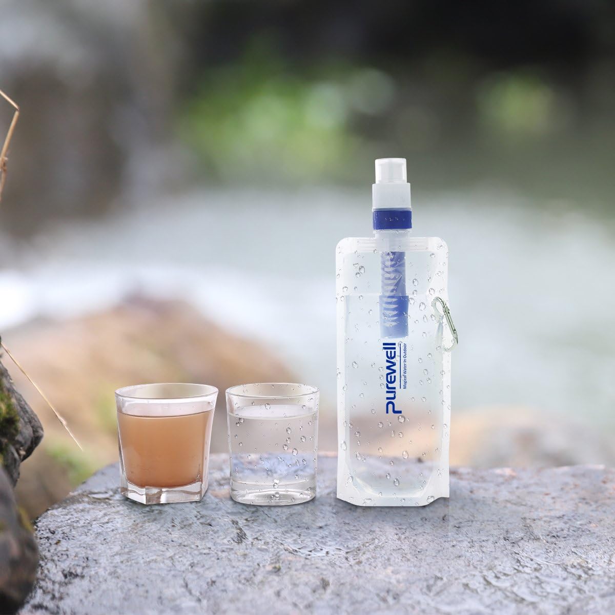 Collapsible Water Filter Canteens for Hiking, Water Bag/Bottle with Filter, Squeeze Water through a Filter, Lightweight, BPA Free, Leak Proof, Emergency Preparedness (White) : Sports & Outdoors