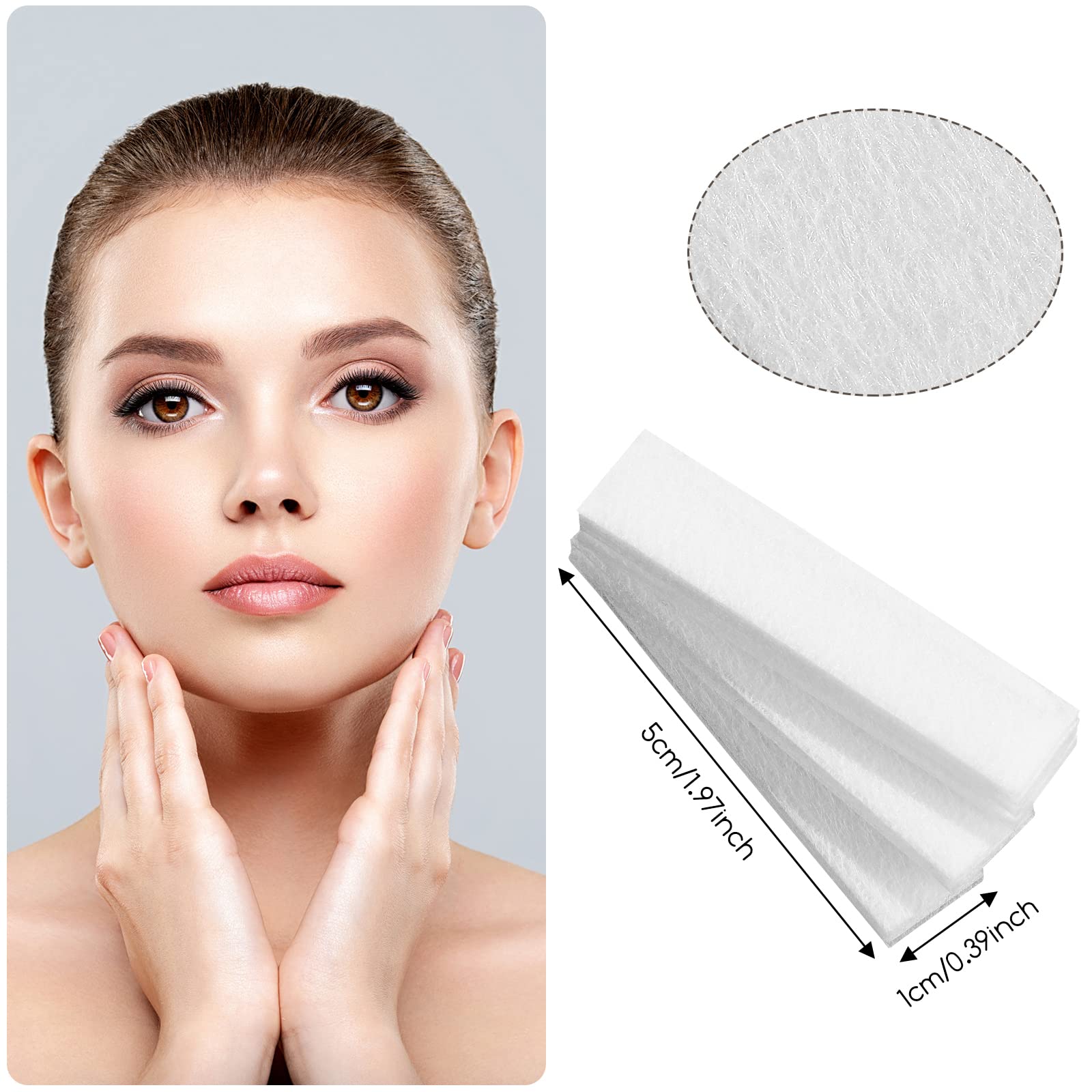 Maitys 400 Pieces Eyebrows Wax Strips Eyebrow Hair Removal Wax Paper Facial Strips for Women Men Lip Body Face(0.39 x 1.97 Inch,White)