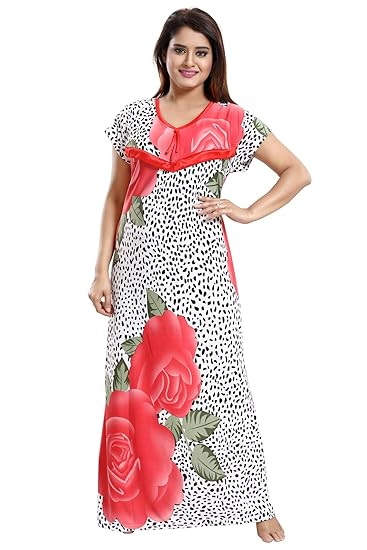Printed Serena Satin Maternity Nighty for Feeding for Women (Multicolor - Free Size)