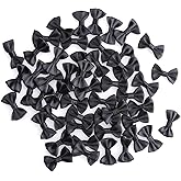 Sowaka 50 Pcs Mini Satin Bows Ribbon Vintage Soft Boutique Flower Bowknot for DIY Crafting Project Appliques Sewing Scrapbooking Wedding Birthday Gift Present Home Party Decoration (Black)