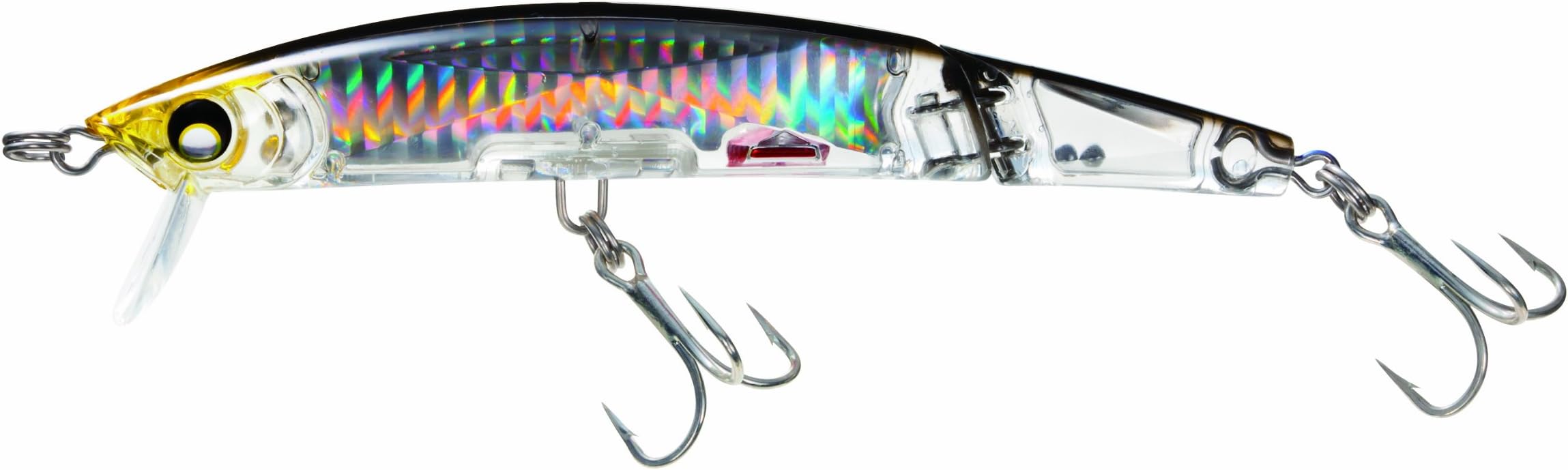 Yo-Zuri Crystal 3D Minnow Deep Diver Jointed Floating Lure, Holographic Silver Black, 5 1/2-Inch