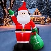 8FT Christmas Inflatables Santa Claus with Gifts Bag Inflatable Christmas Outdoor Decoration IP44 Xmas Blow up Santa Claus with Built-in 4 LED Lights Large Blow up Santa for Outdoor、Indoor、Yard Party
