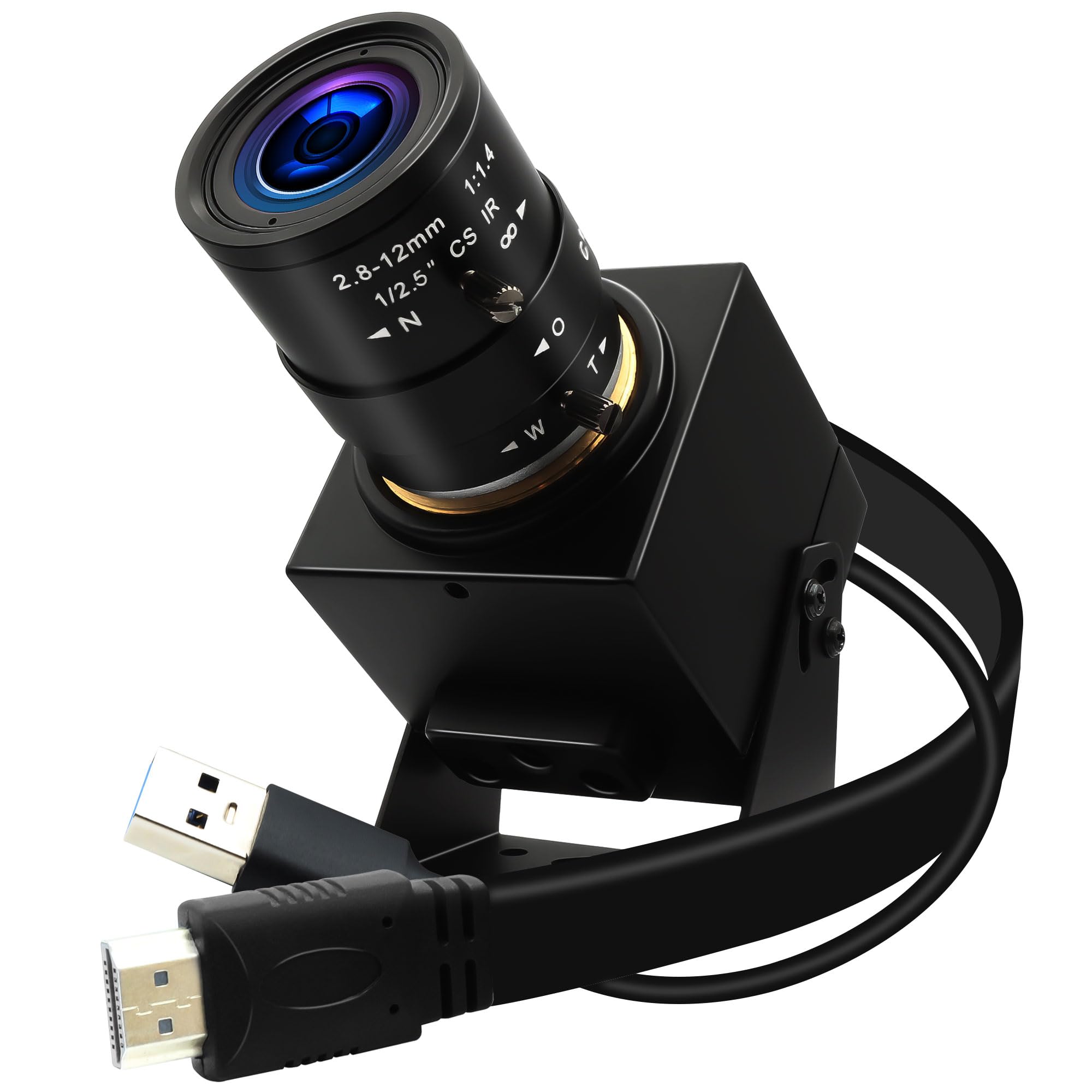 ELP HDMI 60fps USB Camera 4K High Speed Webcam USB3.0 HDMI Simultaneous Output Cam 2.8-12mm 4X Manual Zoom Lens H.264 Close-up Plug and Play for TV Projector Monitor Industrial Application