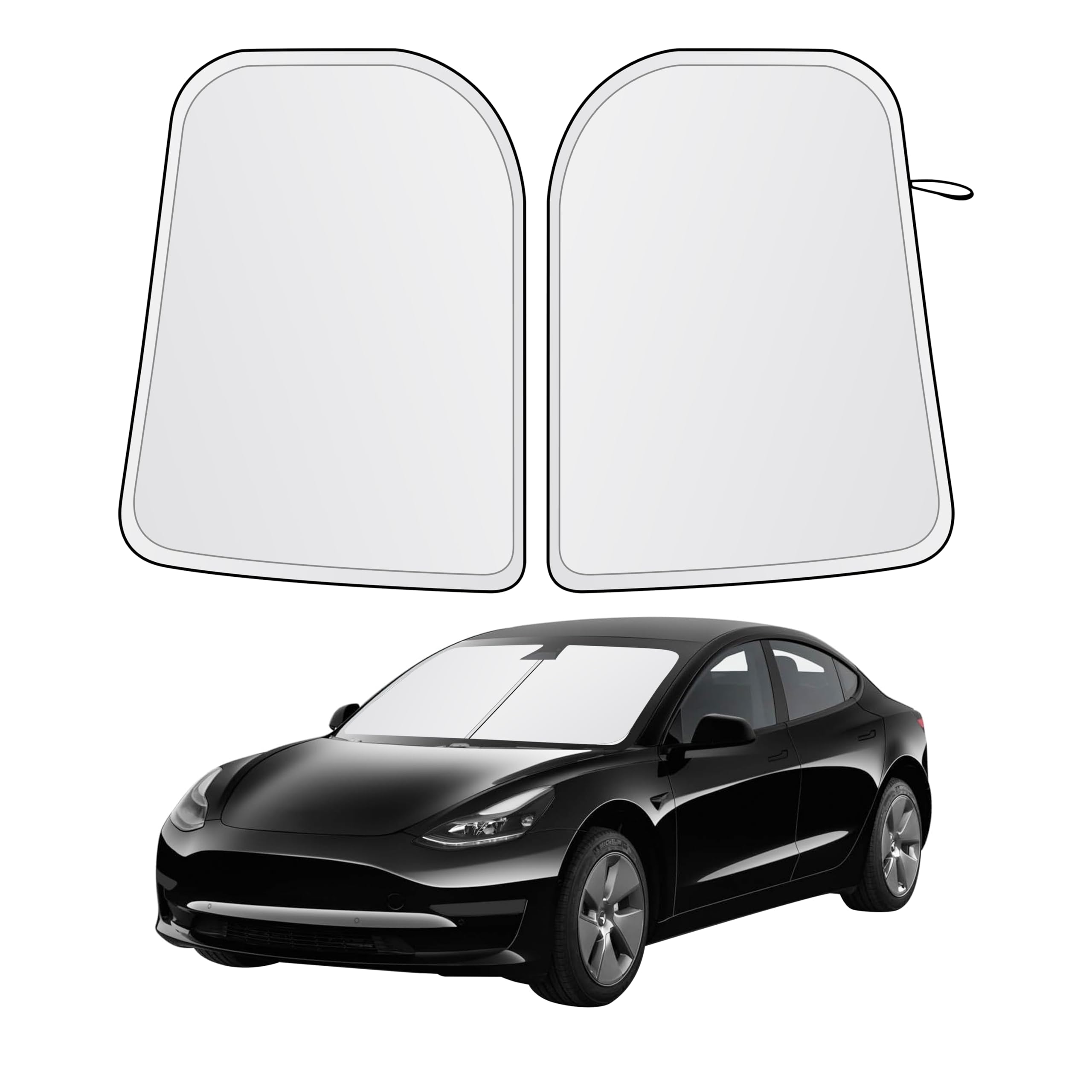 Photo 1 of EcoNour Tesla Windshield Sun Shade | Foldable Front Windshield Shade for Sun, Heat and UV Rays | Car Front Window Sunshade | Sun Protection Shade Fit for Tesla Model-3 & Model-Y