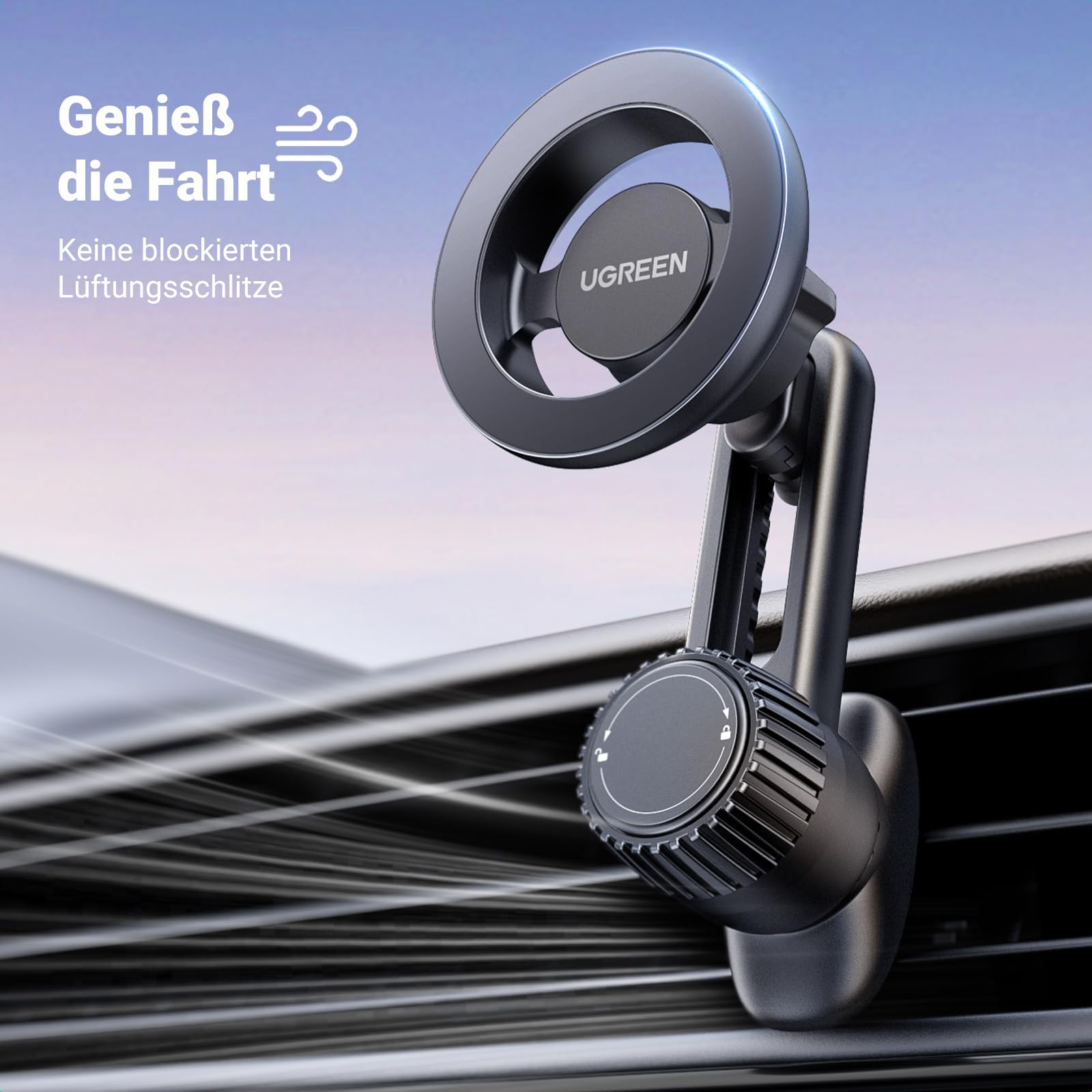 UGREEN MagSafe Autohalterung [Anti-Fall, Magnetverschluss] Handyhalterung Auto Magnet Kfz Handyhalterung für lüftung kompatibel mit iPhone 17 16 15 14 13 12 Pro Max Plus Mini, MagSafe Hülle 7