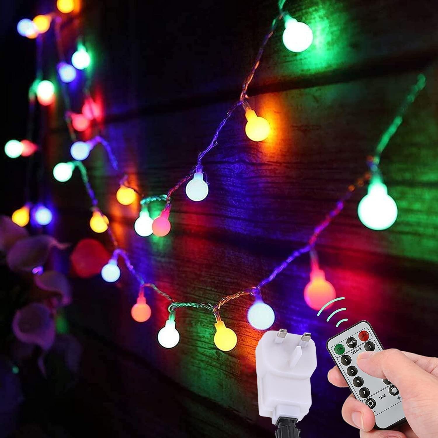 Globe String Lights Mains Powered 18M 150 LEDs Outdoor Fairy Lights Plug in 8 Modes Waterproof with Remote Control for Bedroom Garden (Multi-Coloured)