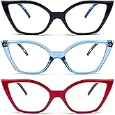 DXYXYO Cat Eye Reading Glasses for Women 3 Pack Anti Blue Light Computer Readers Stylish Retro with Spring Hinge