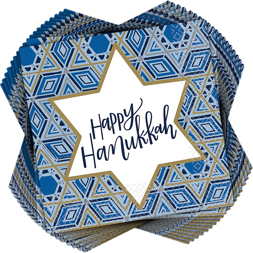 Amscan 712623 Hanukkah Festival of Lights Luncheon Napkins, Multicolor