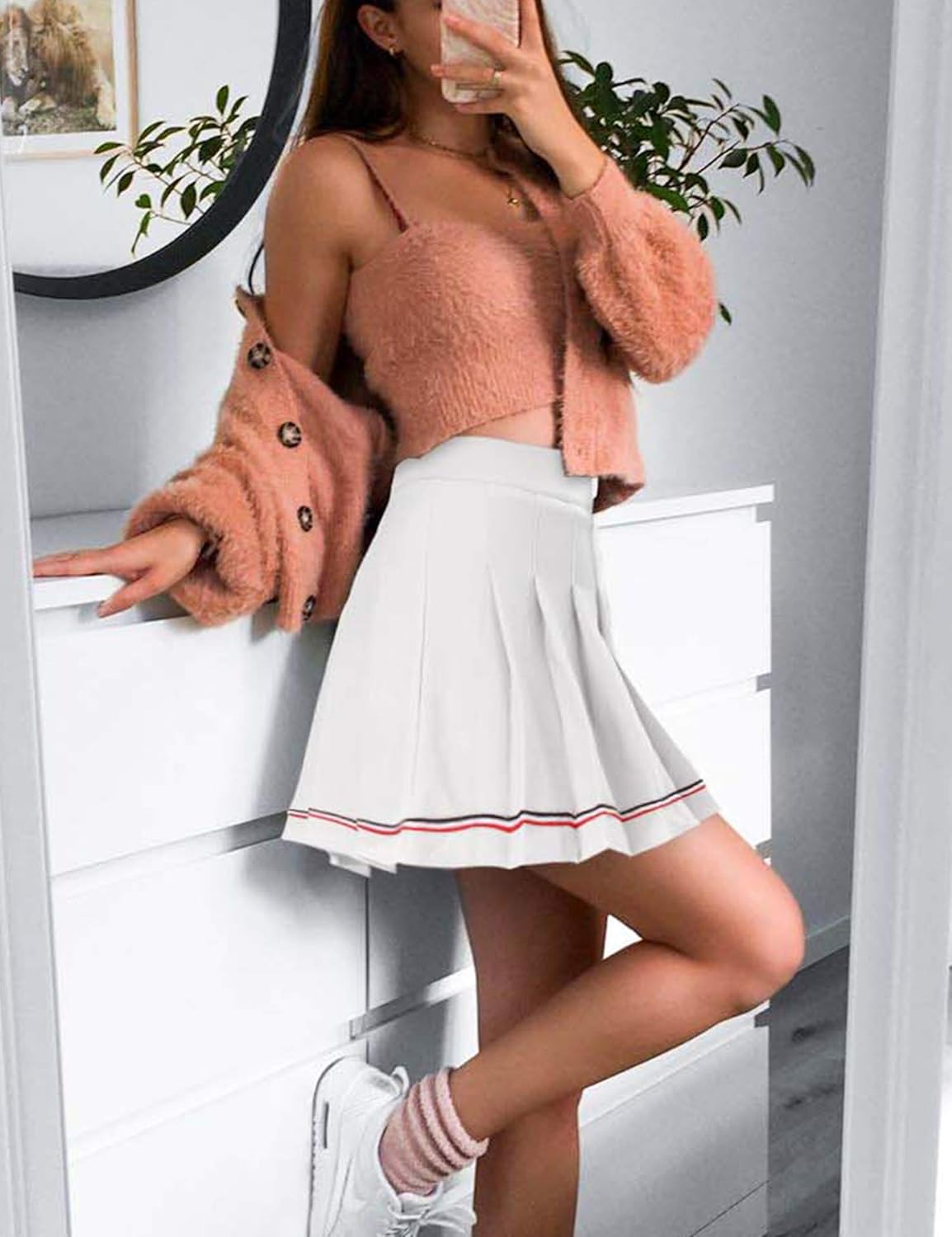 Womens Mini Pleated Skirt High Waisted Skater Tennis Skirts Golf Skort with Shorts School Girl Uniform: Clothing