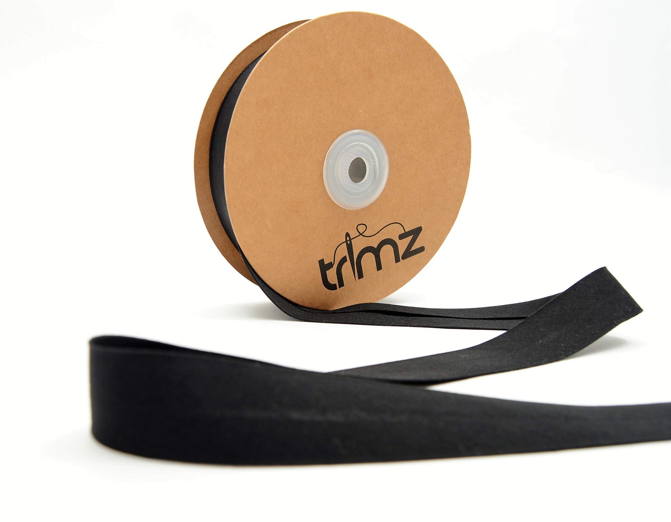 Trimz Poly Cotton Bias Binding, Black, 25mm x 20m