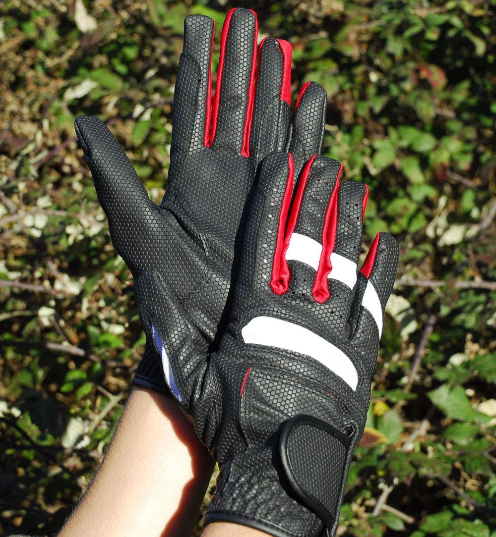 Rhinegold Pro Riding Gloves-Large-Black/Red
