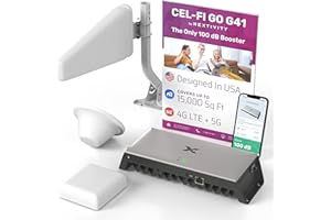 NEXTIVITY CEL-FI GO G41 | Cell Phone Booster for Home | 4G, 5G, AT&T, Verizon & T-Mobile | Up to 15,000 Sq Ft Coverage | 100 dB Cell Phone Signal Booster | FCC Approved | 1 Antenna Kit