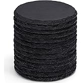 13 Pieces Slate Drink Coasters, GOH DODD 4 Inch Black Coasters Stone Coaster Set, Laser Engraving Blanks with Anti-Scratch Bottom for Home Office Bar Outdoor Housewarming Gifts Wedding Party, Round
