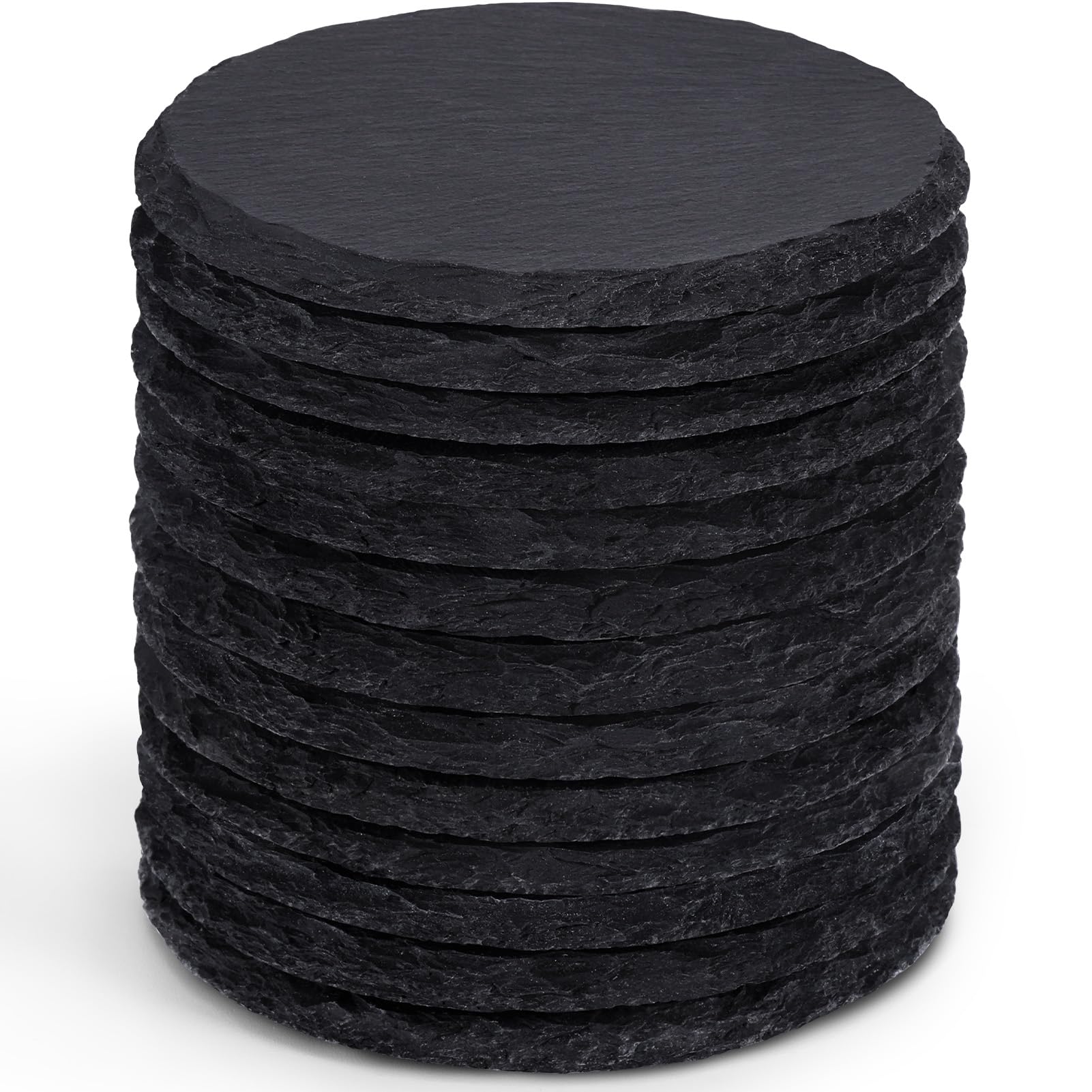 Photo 1 of 13 Pieces Slate Drink Coasters, GOH DODD 4 Inch Black Coasters Stone Coaster Set, Laser Engraving Blanks with Anti-Scratch Bottom for Home Office Bar Outdoor Housewarming Gifts Wedding Party, Round