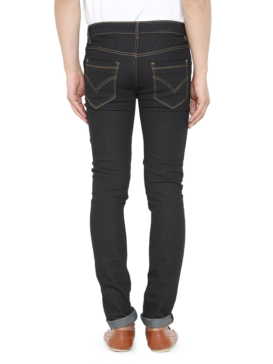 jainish men's denim stretchable jeans (black)