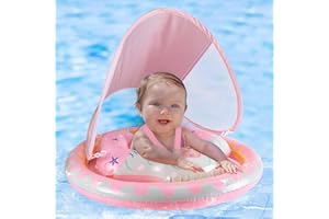 Refasy Baby Swimming Float Baby Pool Float for 6-36 Month Gilrs Boys, Baby Inflatable Swim Float with UV Canopy, Baby Swimmin