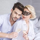 Aomig 6 Pcs Black Lace Masquerade Masks for Women Venetian Party Elegant Eye view 6