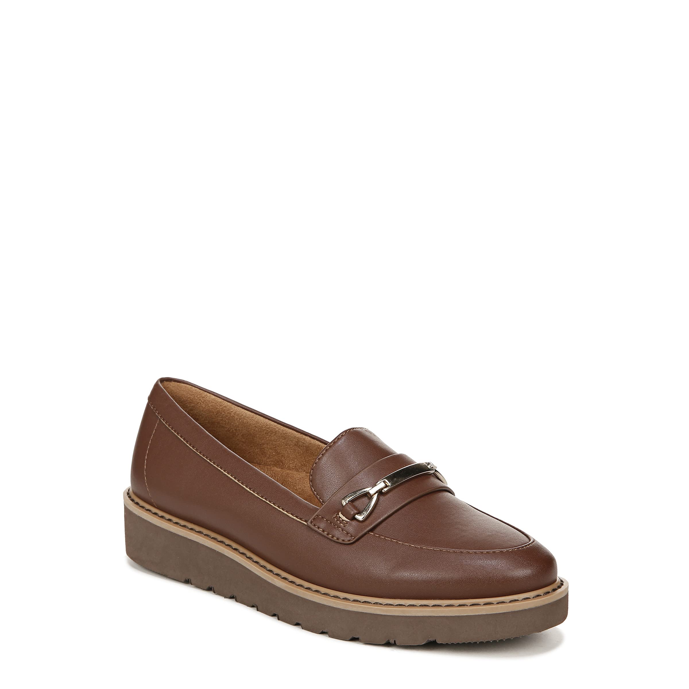 Naturalizer Womens Elin Platform Lug Sole Loafer Cappuccino Brown Smooth 12 M