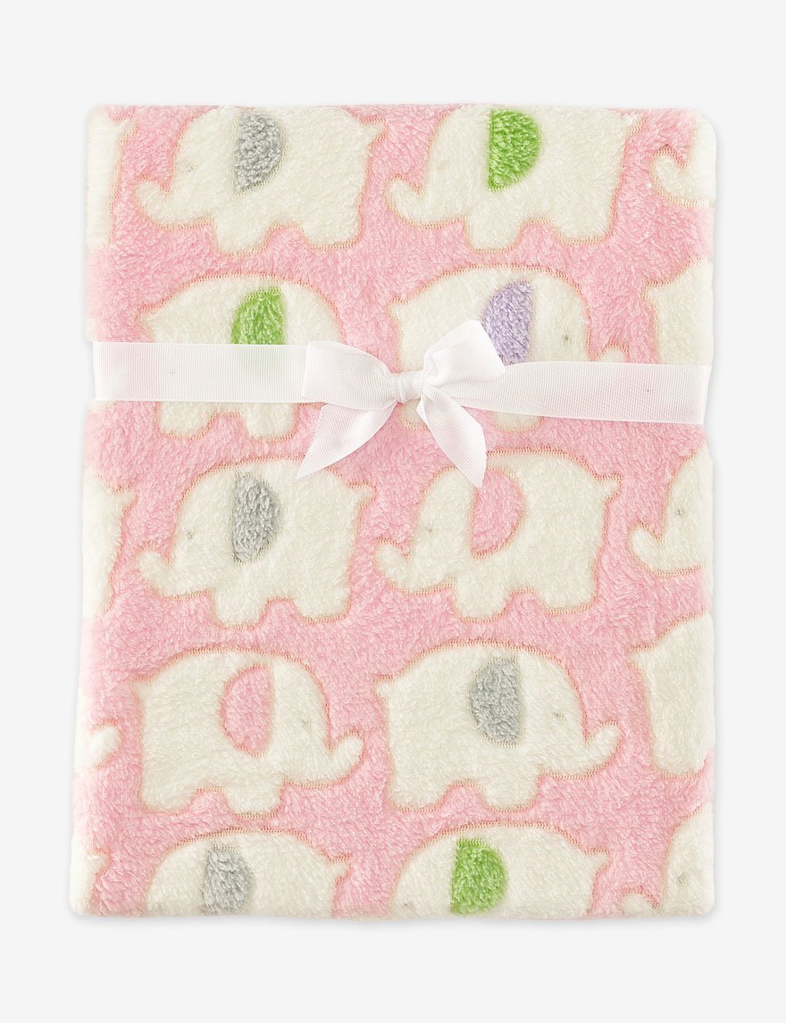 Baby Elephant Luxury Pram Blanket -Boy/Girl Options (75cm x 100cm) (Pink)