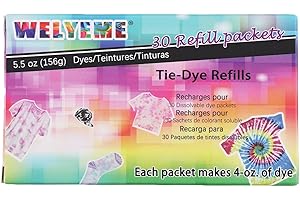 WELYEME Tie Dye Powder, Tie-Dye Refills 30 Packets for Clothes, One Step Fabric Dye Powder Bulk (Rainbow)