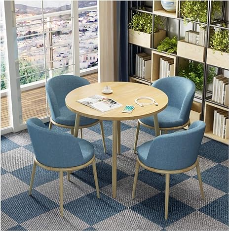 Amazon Co Jp 交渉のテーブルと椅子サロンホテルのフロントオフィスラウンジコーヒーショップミルク ティーショップ衣料品店ケーキショップラウンジ母親と赤ちゃんショップ図書チェスルームレストランリビングルームバルコニー Color Blue Cloth ホーム キッチン