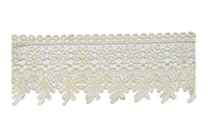 YYCRAFT 5 Yards Cream Lace Edge Trim Wedding Applique DIY Sewing Crafts(Width:3.5",Cream)