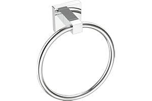RUACQ Towel Ring for Bathroom,Square Base Hand Towel Holder Hangers Wall Mount,Heavy Duty,Stainless Steel(Chrome)