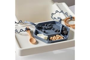 Smack Fun - The Original All-in-one Suction Plates + Safety Toy Straps - Silicone Suction Plates for Toddlers + Baby - First Foods + Self-Feeding. Comes with 2 straps (Tradewinds)