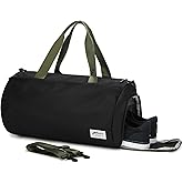 BE SMART Waterproof Mens Gym Bag with Shoe Compartment, Sports Gym Duffle Bag with Adjustable Strap for Men Women, Lightweight Large Sport Duffel Bag for Travel, Sports, Fitness(Black/Olive Green)