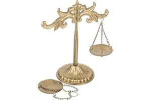 OATIPHO Vintage Metal Scale Jewelry Holder Stand with Perfume Display Tray – Decorative Antique Sculpture