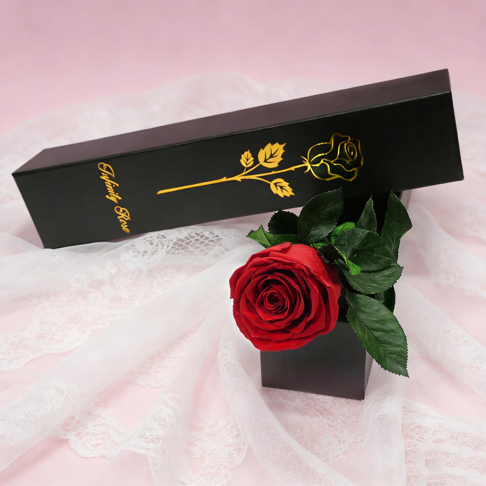 Yamonic Ewige Rose Geschenke für Frauen,Infinity Rose mit Stiel Geburtstagsgeschenk Frauen, Echte Rose in Geschenkbox Geschenke für Mama,Konservierte Blume Geschenk Valentinstag Weihnachten,Rote Rose 2