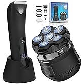 Head Shavers for Bald Men, Body Hair Trimmer for Men Manscape Groin and Ball Trimmer,2 in1 Body and Head Shaver Grooming Kit,IPX7 Waterproof Dry/Wet 6D Electric Razor for Bald with Type-C Charge