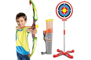 Doloowee Bow and Arrow for Kids with LED Lights - Upgrade Archery Set Toys Includes 1 Super Bow, 8 Suction Cups Arrows, 2 in 1 Target and Quiver, Indoor and Outdoor Toys for Kids
