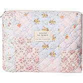 uekeboag Quilted Cotton Makeup Bag,Coquette Quilted Toiletry Bag for Women and Girls,Floral Coquette Pouch,Cute Kawaii Travel